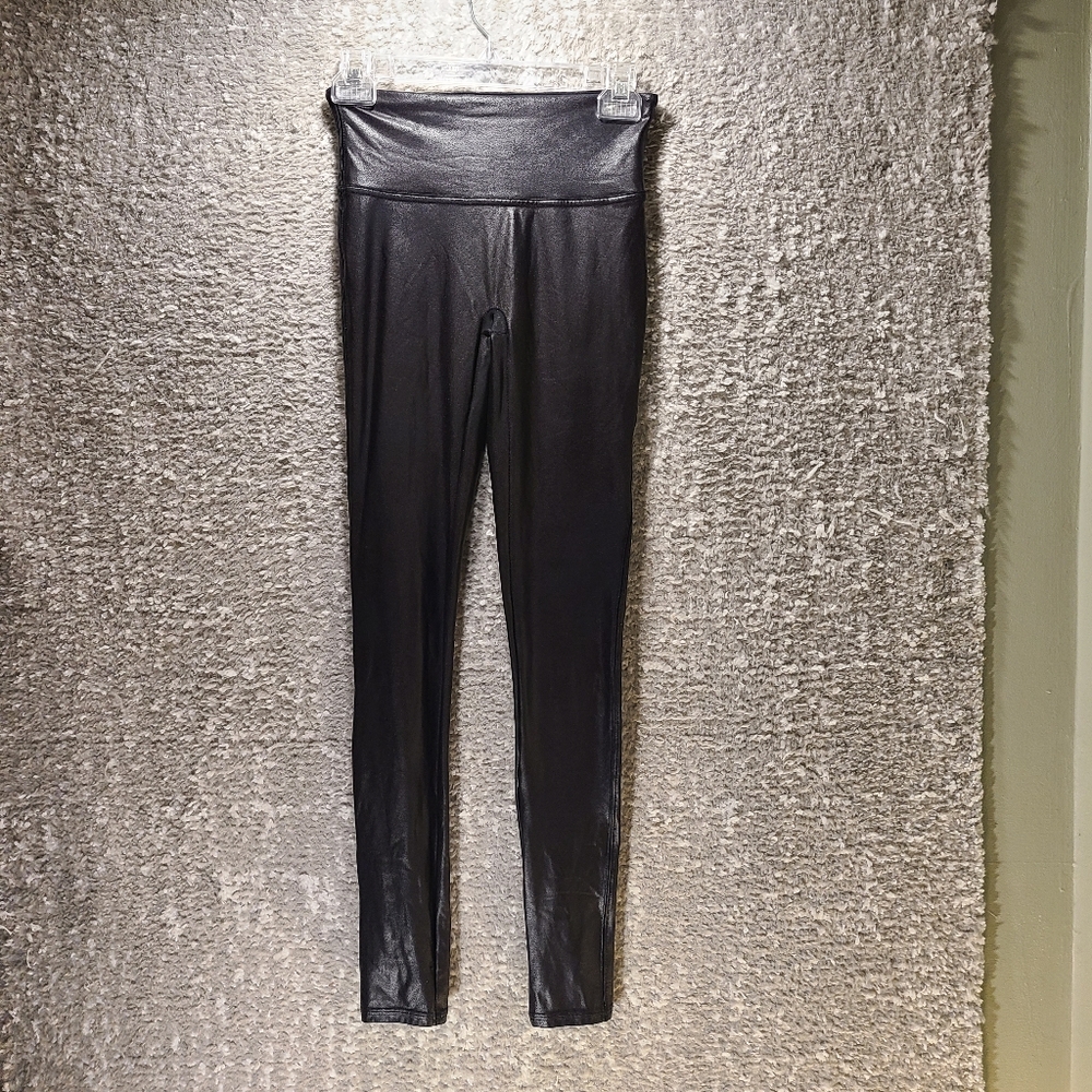 Spanx Women's Faux Leather Leggings‎ Black Size Small Nylon